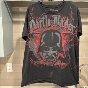 Y2K Darth Vader Black AOP Style Helmet Tee Size XL